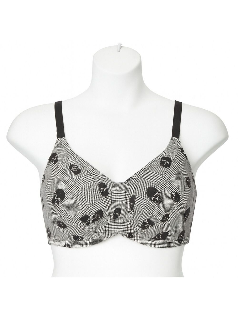 Torrid 18289785 Black White Skull Adjustable Lightly Lined Wireless Bra Size 44F